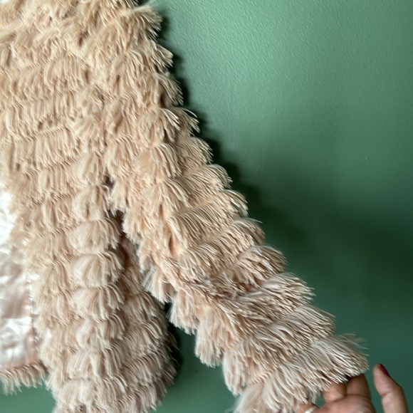 Women’s Sz M pink faux fur one clasp closure light casual rare jacket top - Picture 6 of 8